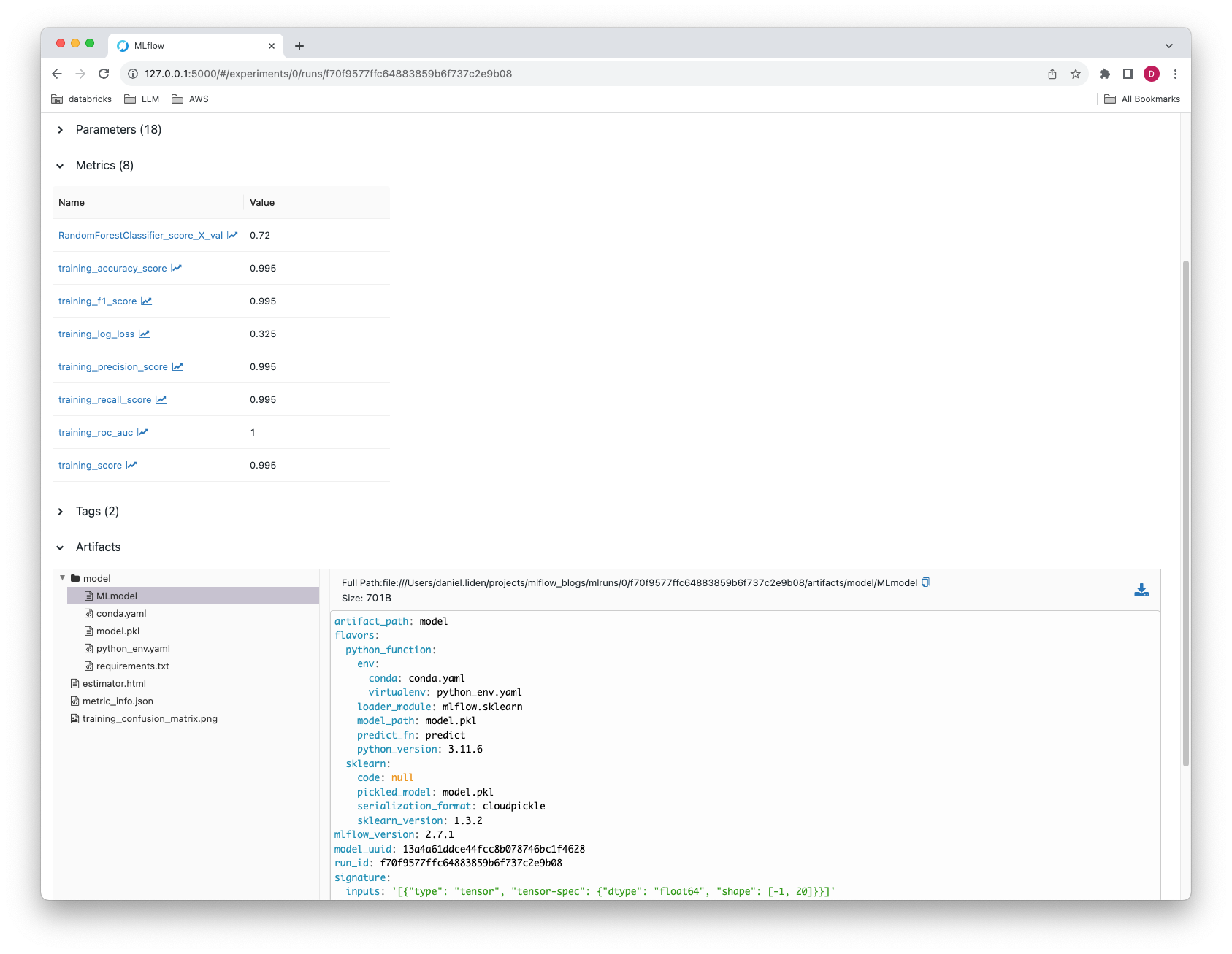 The MLflow Tracking UI