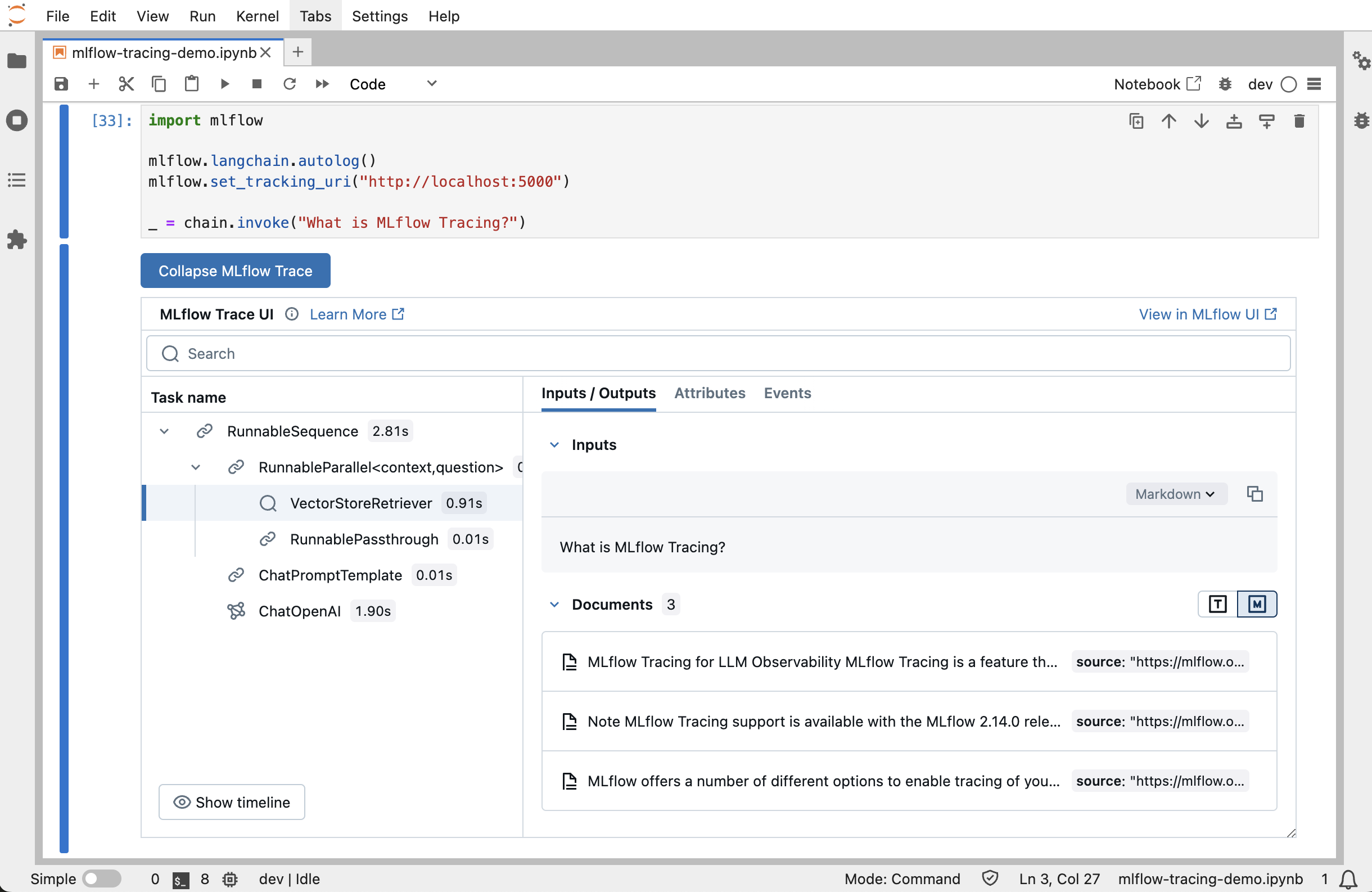 MLflow Trace UI in Jupyter Notebook