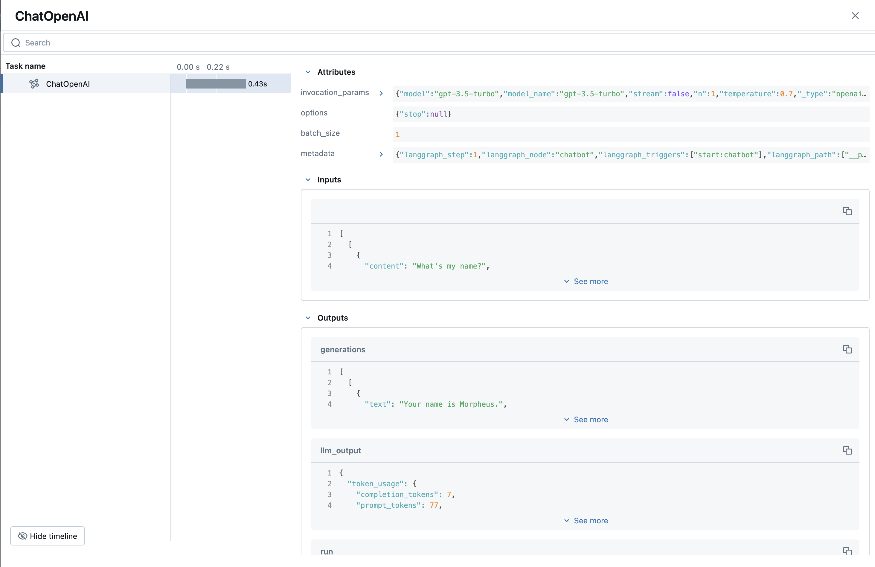 MLflow UI Trace