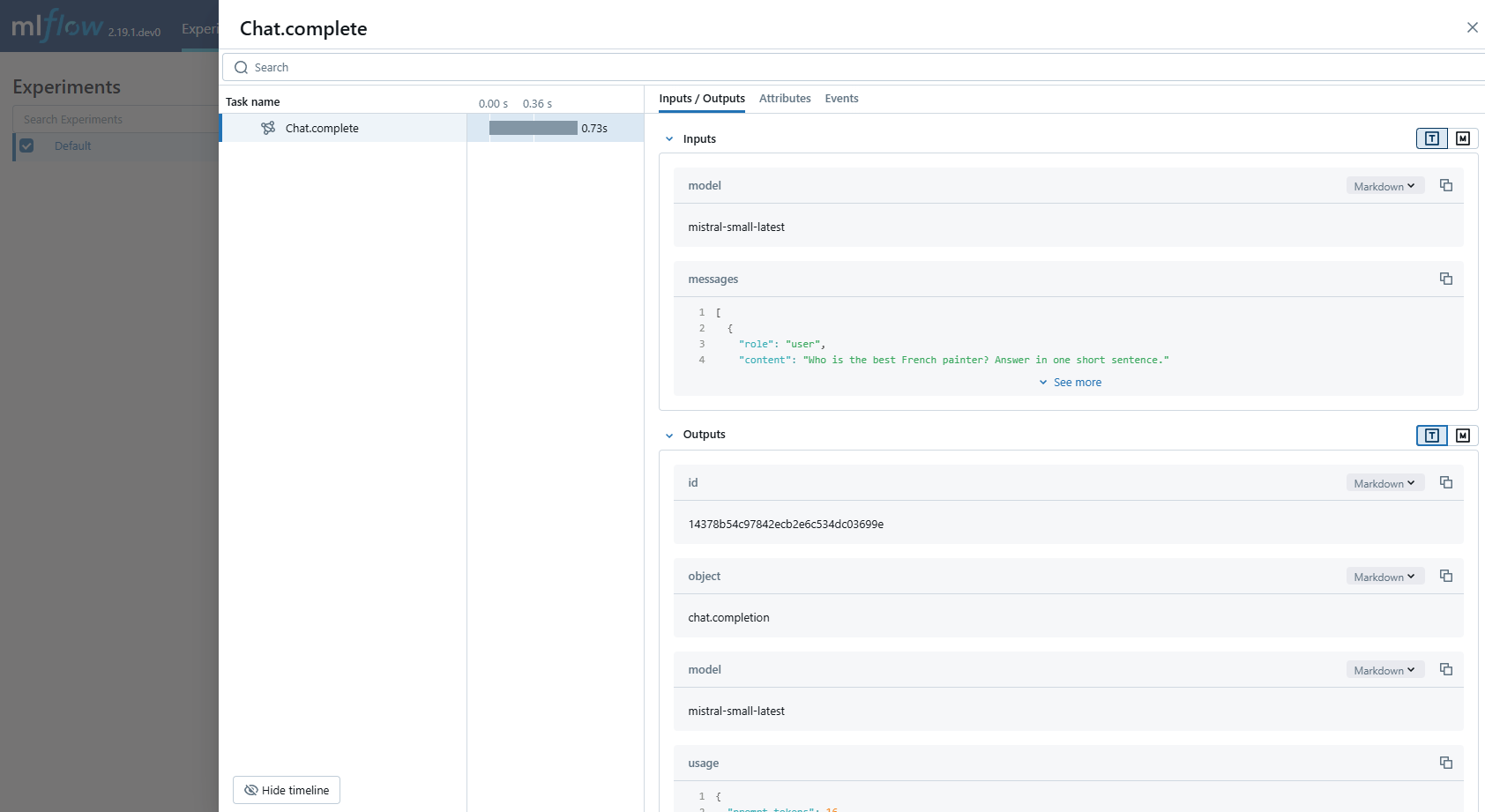 Mistral tracing via autolog