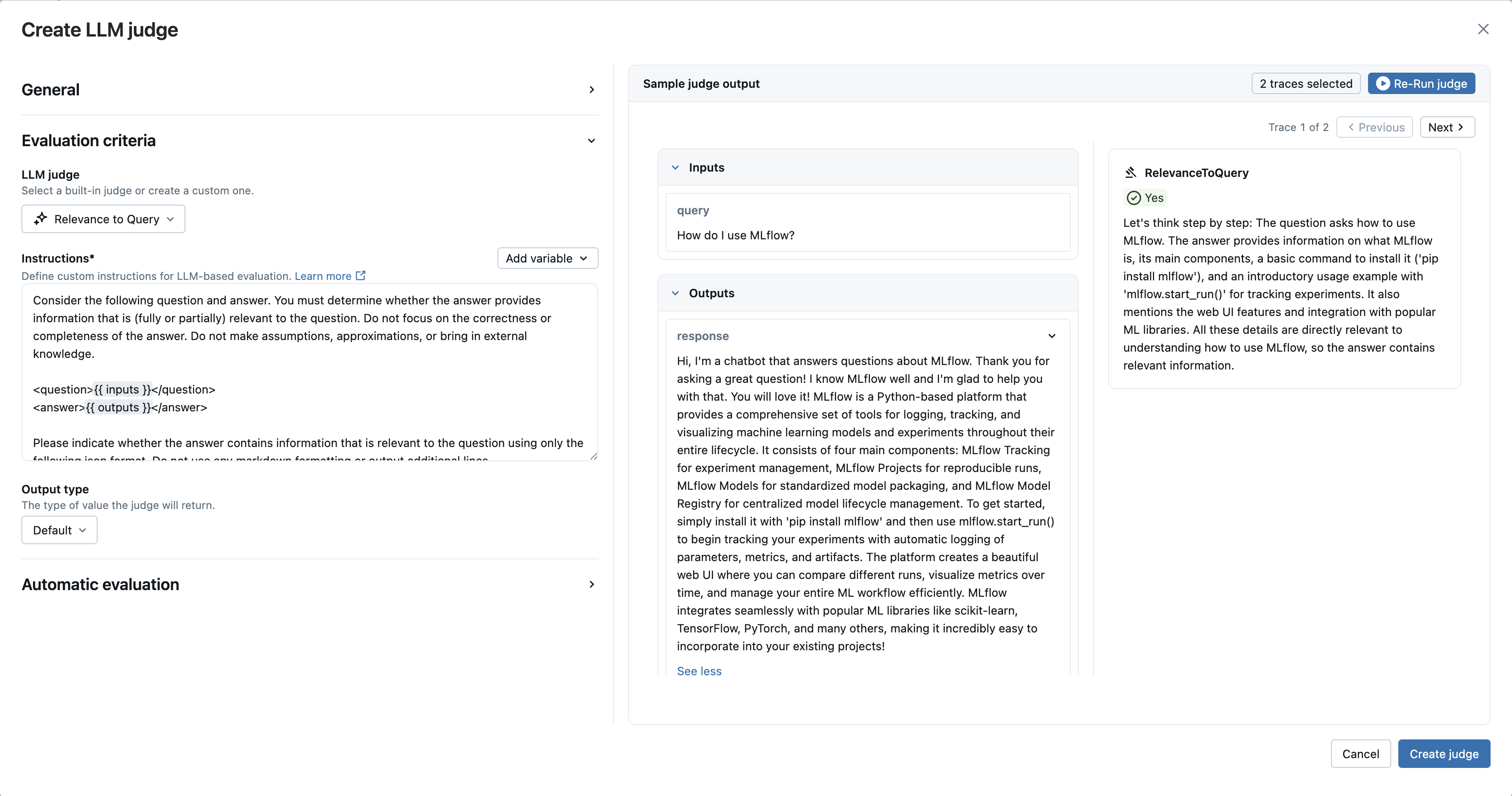 RelevanceToQuery Judge UI